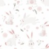 Marburg|Watercolor bunnies children's wallpaper in white and pink|Children's