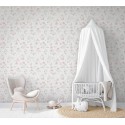 Marburg|Watercolor bunnies children's wallpaper in white and pink|Children's