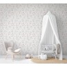 Marburg|Watercolor bunnies children's wallpaper in white and pink|Children's