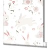 Marburg|Watercolor bunnies children's wallpaper in white and pink|Children's