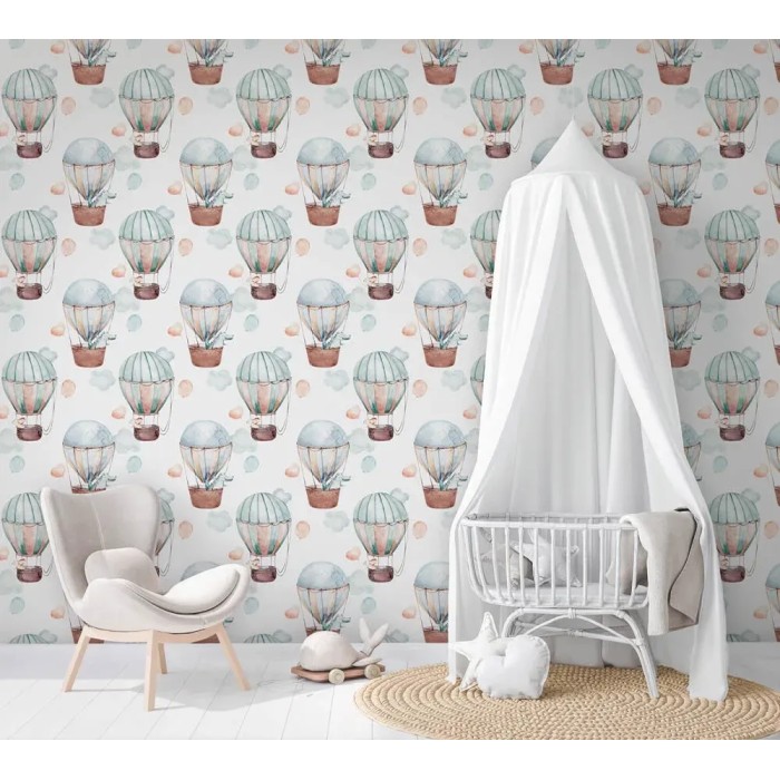 Papel pintado infantil blanco carrera de globos - Marburg Kids Walls 45865