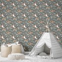 Marburg|Papier peint pour enfants gris renards, cerfs, ours|Enfants