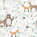 Marburg|Papier Peint pour enfants blanc avec des renards, des cerfs, des ours|Enfants