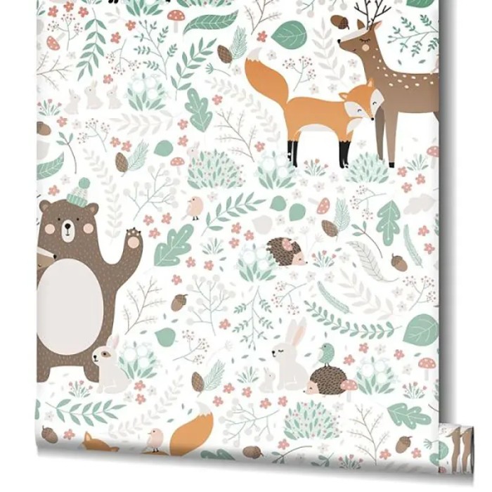 Marburg|Papel pintado infantil blanco zorros, ciervos, osos|Infantil