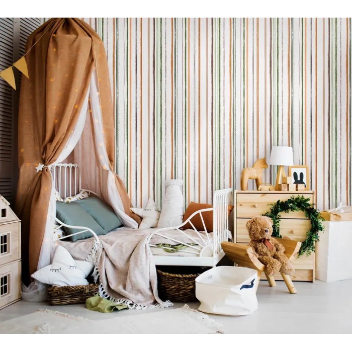 Marburg|Multicolor watercolor striped children's wallpaper|Children's