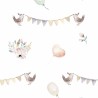Marburg|Papier Peint enfant blanc ballons et guirlandes aquarelle|Papier Peint