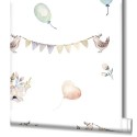 Marburg|Papel pintado infantil blanco globos y guirnaldas acuarela|Papel Pintado