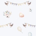 Marburg|Pastellblaue Kinder-Tapete mit Ballons und Girlanden|Tapeten