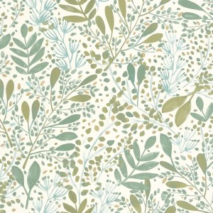 Caselio|Papier Peint negro/tonos verdes estampado floral|Papier Peint