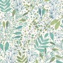 Caselio|Aquarell-Blumentapete in Grün und Malve|Tapeten
