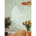 Caselio|Green and mauve watercolor floral wallpaper|Wallpaper