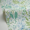 Caselio|Green and mauve watercolor floral wallpaper|Wallpaper