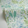 Caselio|Green and mauve watercolor floral wallpaper|Wallpaper