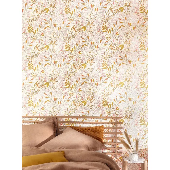 Caselio|Tapete mit rosa Aquarellblumen|Skandinavisch