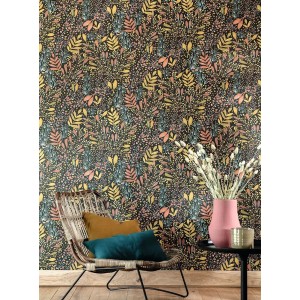 Caselio|Black/green floral print Wallpaper|Wallpaper 2