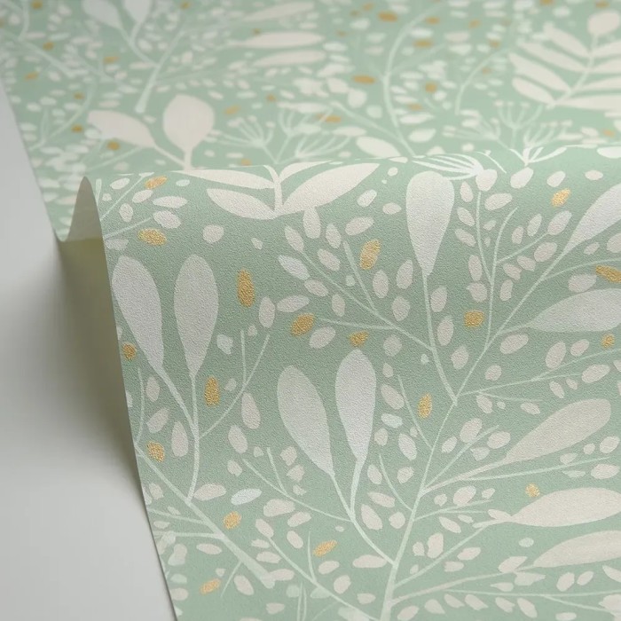Caselio|Papier peint floral vert pastel|Papier Peint