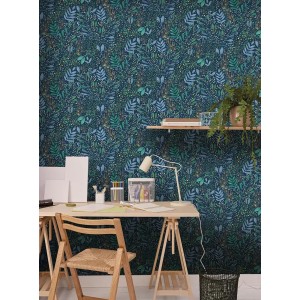 Caselio|Papier Peint negro/tonos verdes estampado floral|Papier Peint 2