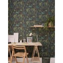 Caselio|Papel pintado estampado floral tonos oscuros|Papel Pintado