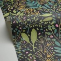 Caselio|Papel pintado estampado floral tonos oscuros|Papel Pintado