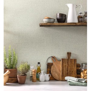 Casamance|Papel pintado lino verde con hojas bordadas|Papel Pintado 2