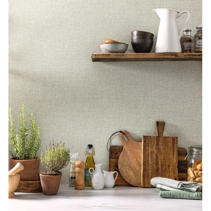Caselio|Jute-Tapete in Seladongrün|Tapeten