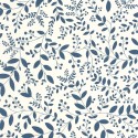 Caselio|Papel pintado floral azul, estampado hojas|Papel Pintado