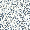 Caselio|Papel pintado floral azul, estampado hojas|Papel Pintado