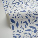 Caselio|Papel pintado floral azul, estampado hojas|Papel Pintado