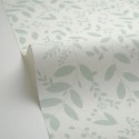Caselio|Papel pintado floral hojas verde menta|Papel Pintado