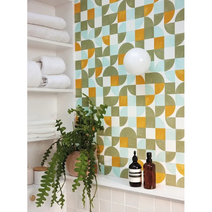 Caselio|Geometric wallpaper in green tones|Youth Style