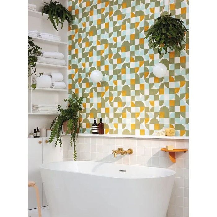 Caselio|Geometric wallpaper in green tones|Youth Style