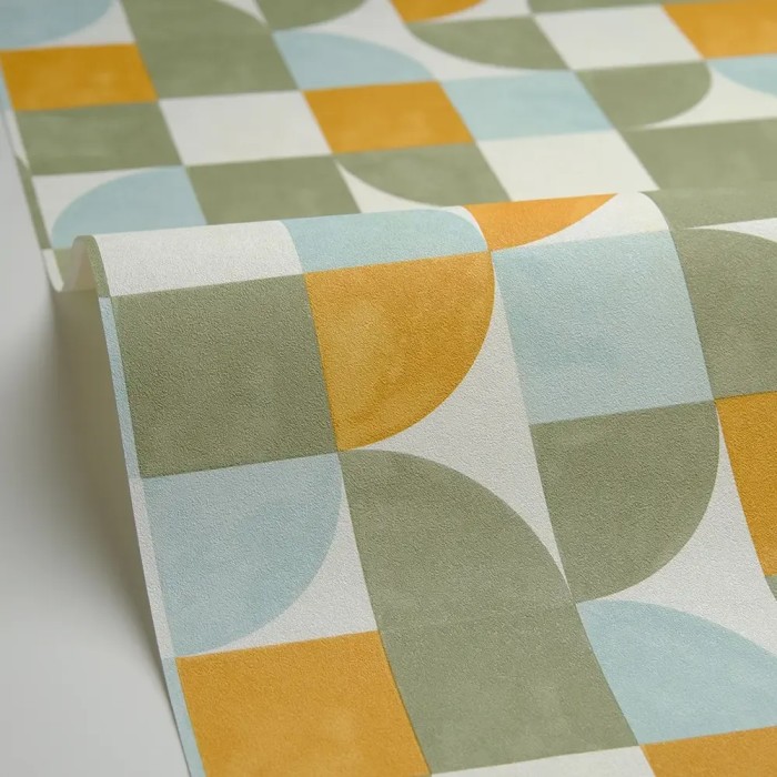 Caselio|Geometric wallpaper in green tones|Youth Style