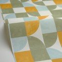 Caselio|Papier peint géométrique tons verts|Jeunesse
