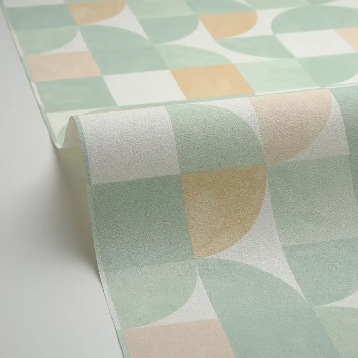 Caselio|Papel pintado para comedor verde, patrón geométrico|Juvenil
