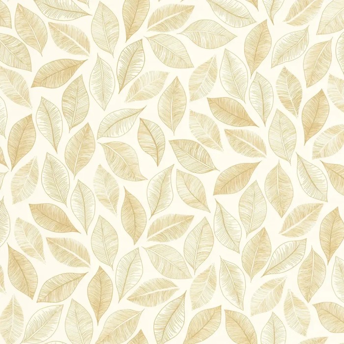 Caselio|Papel pintado estampado hojas hojas blanco y ocre|Escandinavo