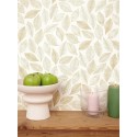 Caselio|Wallpaper with white and ochre leaf prints|Scandinavian