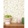 Caselio|Wallpaper with white and ochre leaf prints|Scandinavian