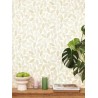 Caselio|Papier peint à motifs de feuilles blanches et ocre|Scandinave