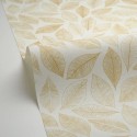Caselio|Wallpaper with white and ochre leaf prints|Scandinavian
