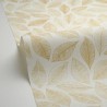 Caselio|Wallpaper with white and ochre leaf prints|Scandinavian