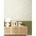 Caselio|Wallpaper with white and green leaf engravings|Scandinavian