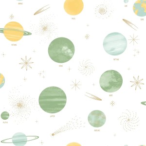 Caselio|Kids wallpaper with planets, blue Milky Way|Children's