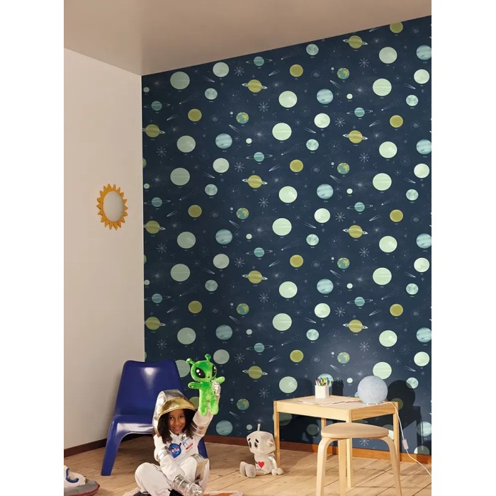 Caselio|Papier peint enfant planètes, Voie lactée bleue|Enfants