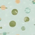 Caselio|Kids wallpaper with planets, green Milky Way|Children's