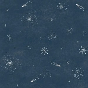 Caselio|Papier peint enfant étoiles et comètes vert|Enfants