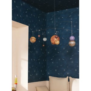 Caselio|Kindertapete mit Sternen und Kometen in Grün|Kindertapete 2