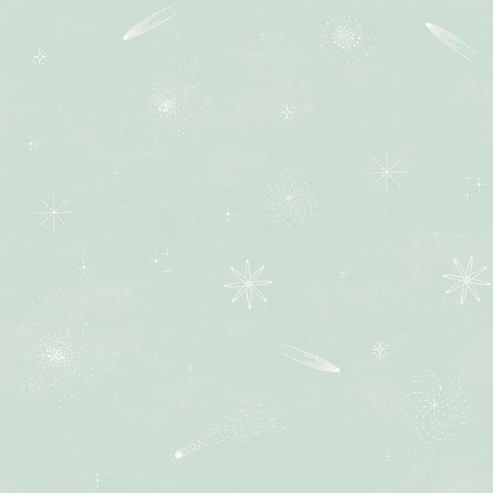 Caselio|Papel pintado infantil estrellas y cometas verde|Infantil