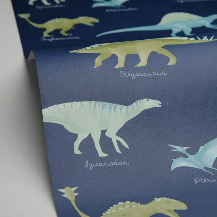Caselio|Kindertapete mit Dinosauriern in Blau|Kindertapete