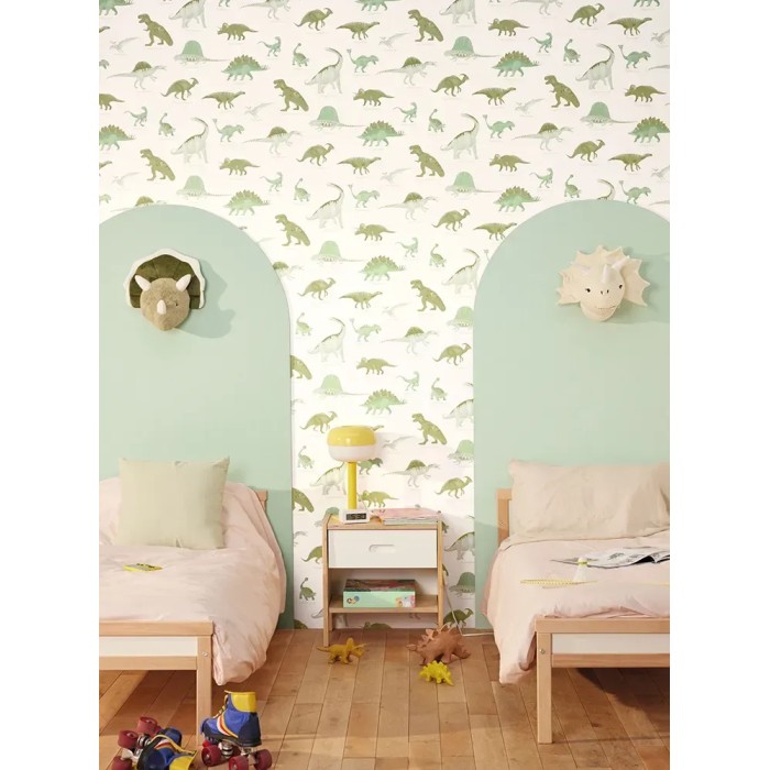 Caselio|Papel pintado infantil diferentes especies de dinosaurios|Infantil