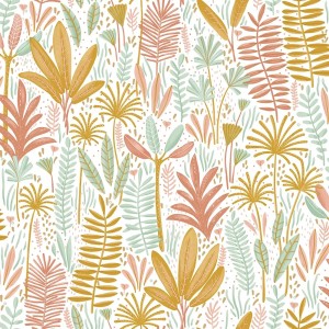 Caselio|Kids wallpaper with green flower drawings|Youth Style